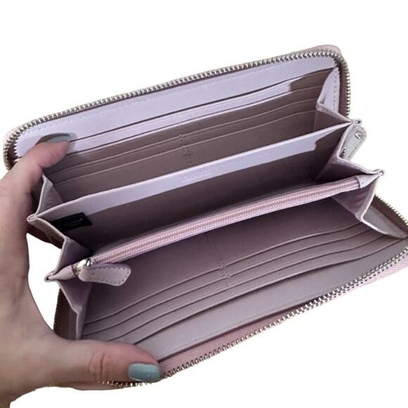 Coach Blush Pink Leather Zip Around Wallet Women - Picture 5 of 9